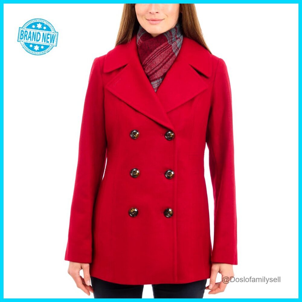 Double Breasted Peacoat Wool Blend Classic Chic Winter Coat Plus Size